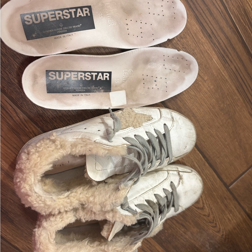 Golden Goose White and Cream Sherpa Lined Sneakers - Picture 10 of 13